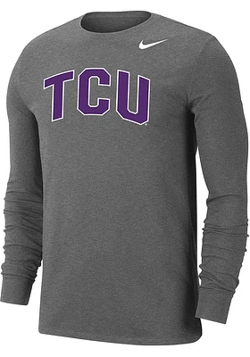 Nike TCU Horned Frogs Grey Dri-FIT Arch Name Long Sleeve T Shirt