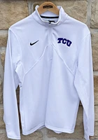 Nike TCU Horned Frogs Mens White Dri-FIT Training Wordmark Long Sleeve Qtr Zip Pullover