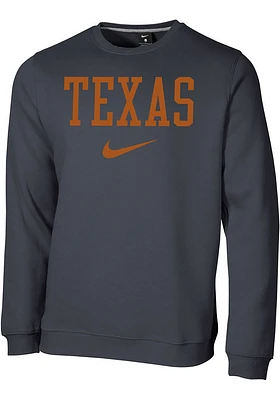 Nike Texas Longhorns Mens Club Fleece Long Sleeve Crew Sweatshirt