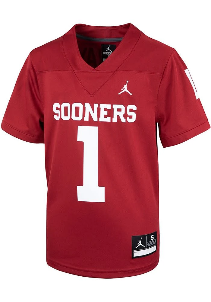 Nike Oklahoma Sooners Boys Cardinal Sideline Replica No 1 Football Jersey