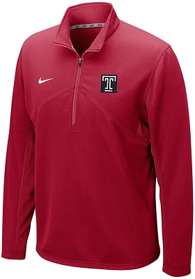Nike Temple Owls Mens Crimson Training Long Sleeve Qtr Zip Pullover