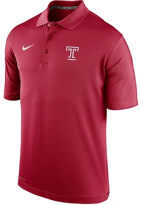 Nike Temple Owls Mens Crimson Varsity Short Sleeve Polo