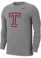 Nike Temple Owls Grey Dri-FIT Big Logo Long Sleeve T Shirt