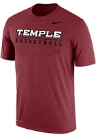 Nike Temple Owls Crimson Dri-FIT Basketball Short Sleeve T Shirt