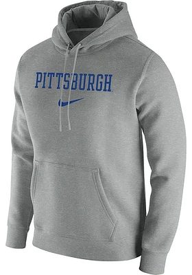 Nike Pitt Panthers Mens Grey Club Fleece Long Sleeve Hoodie