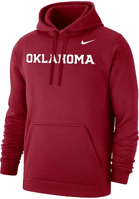 Nike Oklahoma Sooners Mens Crimson Club Fleece Signature Long Sleeve Hoodie