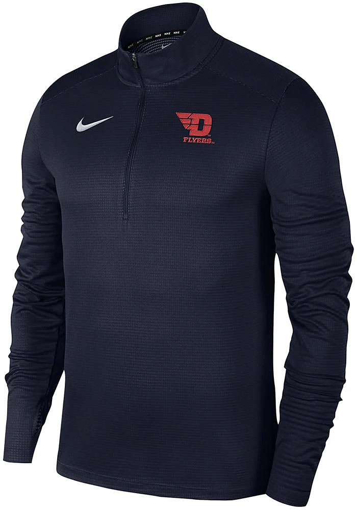 Nike Dayton Flyers Mens Navy Blue Pacer Long Sleeve Qtr Zip Pullover