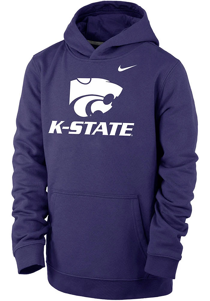 Nike K-State Wildcats Youth Club Fleece Long Sleeve Hoodie