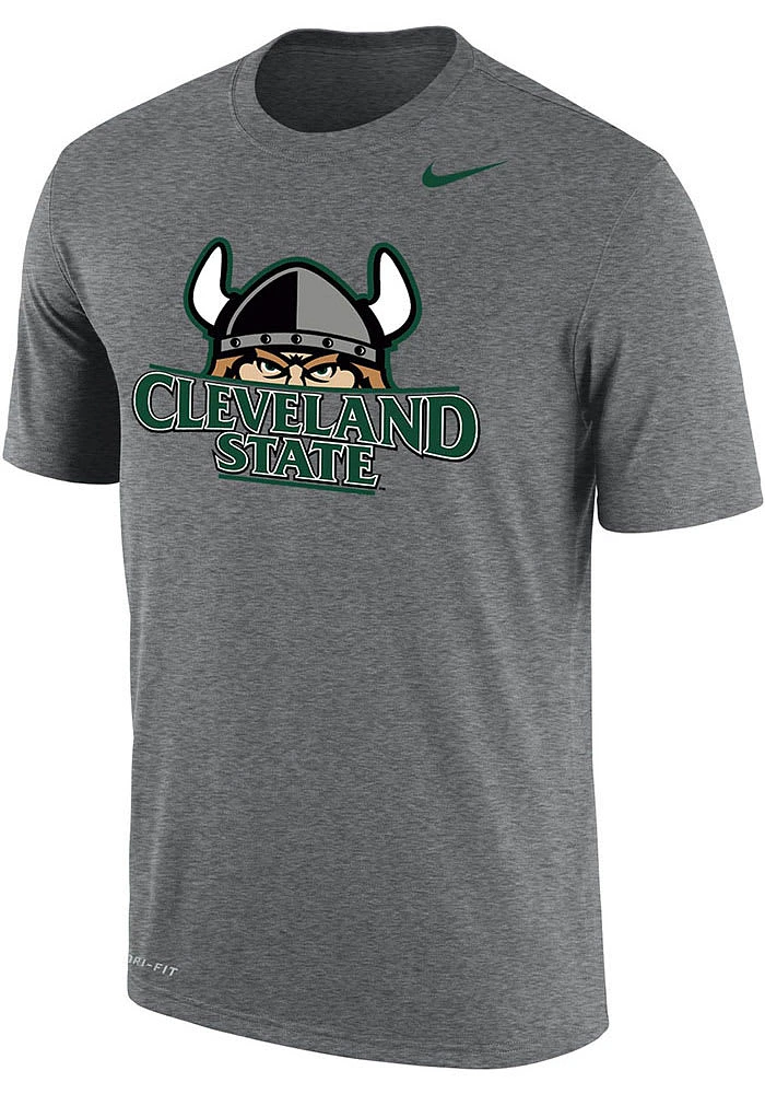 Nike Cleveland State Vikings Grey Dri-FIT Logo Short Sleeve T Shirt