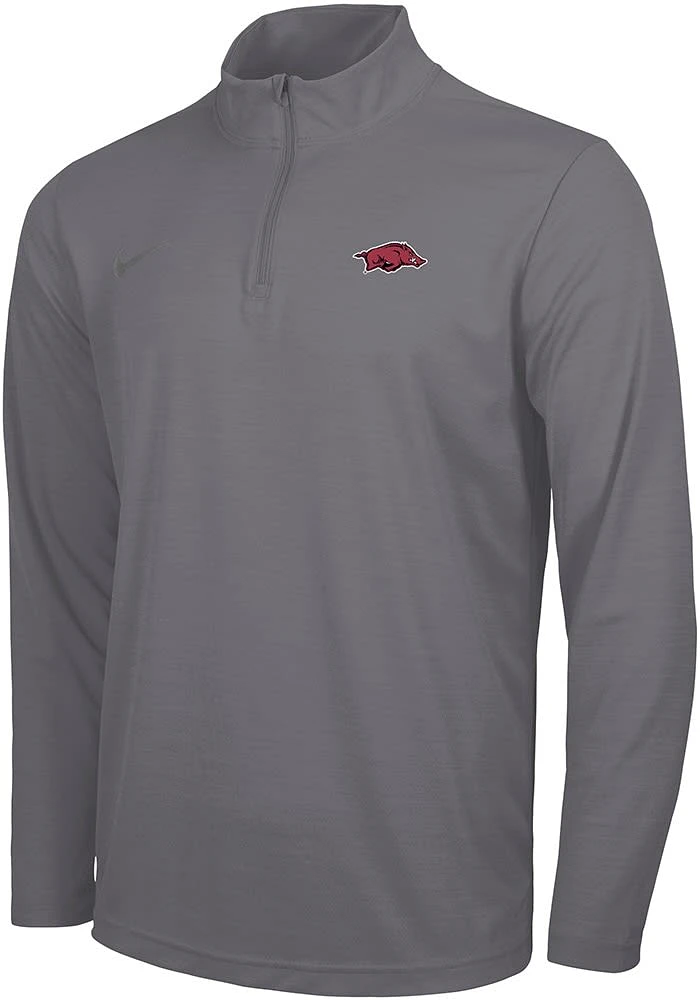 Nike Arkansas Razorbacks Mens Grey Intensity Logo Long Sleeve Qtr Zip Pullover
