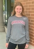 Nike Arkansas Razorbacks Grey Dri-FIT Arch Name Long Sleeve T Shirt