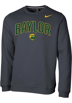 Nike Baylor Bears Mens Grey Arch Mascot Club Fleece Long Sleeve Crew Sweatshirt