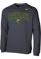 Nike Baylor Bears Mens Grey Arch Mascot Club Fleece Long Sleeve Crew Sweatshirt