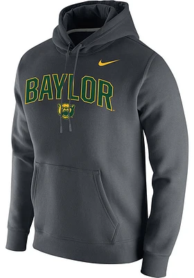 Nike Baylor Bears Mens Grey Arch Mascot Club Fleece Long Sleeve Hoodie