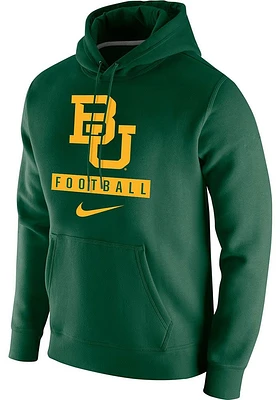 Nike Baylor Bears Mens Green Club Fleece Football Long Sleeve Hoodie