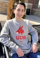 Nike Central Missouri Mules Mens Grey Club Fleece Name Drop Long Sleeve Crew Sweatshirt