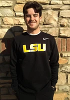 Nike LSU Tigers Mens Black Club Fleece Wordmark Long Sleeve Crew Sweatshirt