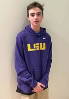 Nike LSU Tigers Mens Purple Club Fleece Wordmark Long Sleeve Hoodie