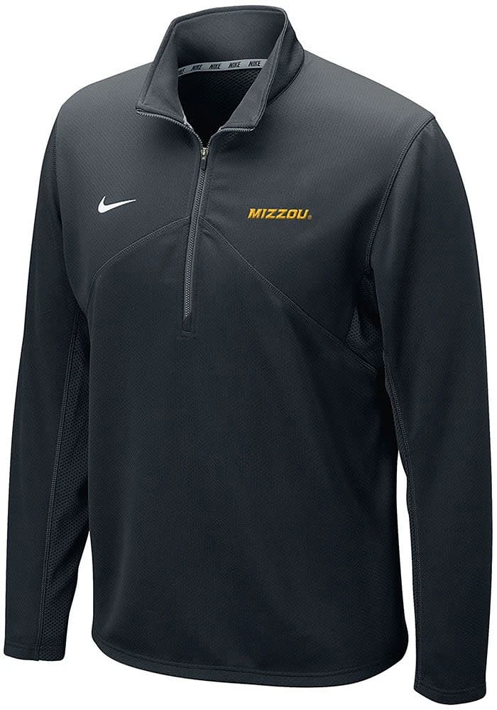 Nike Missouri Tigers Mens Black Dri-FIT Training Wordmark Long Sleeve Qtr Zip Pullover