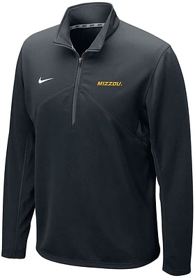 Nike Missouri Tigers Mens Black Dri-FIT Training Wordmark Long Sleeve Qtr Zip Pullover