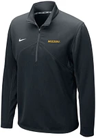 Nike Missouri Tigers Mens Black Dri-FIT Training Wordmark Long Sleeve Qtr Zip Pullover