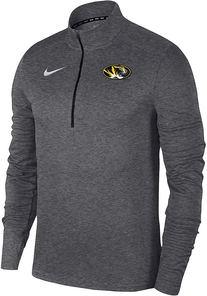 Nike Missouri Tigers Mens Grey Pacer Logo Long Sleeve Qtr Zip Pullover