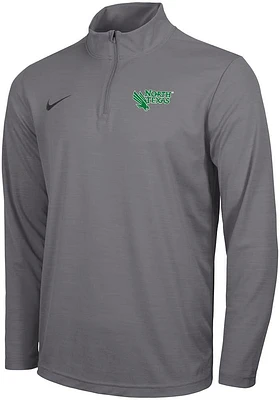 Nike North Texas Mean Green Mens Grey Intensity Logo Long Sleeve Qtr Zip Pullover