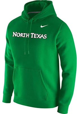 Nike North Texas Mean Green Mens Club Fleece Wordmark Long Sleeve Hoodie