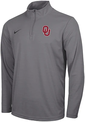 Nike Oklahoma Sooners Mens Grey Intensity Logo Long Sleeve Qtr Zip Pullover