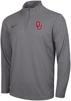 Nike Oklahoma Sooners Mens Grey Intensity Logo Long Sleeve Qtr Zip Pullover