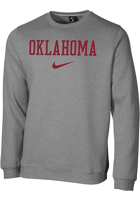 Nike Oklahoma Sooners Mens Club Fleece Long Sleeve Crew Sweatshirt