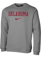Nike Oklahoma Sooners Mens Club Fleece Long Sleeve Crew Sweatshirt