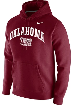 Nike Oklahoma Sooners Mens Crimson Club Fleece Premium Long Sleeve Hoodie