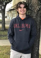 Nike Oklahoma Sooners Mens Grey Club Fleece Design Long Sleeve Hoodie