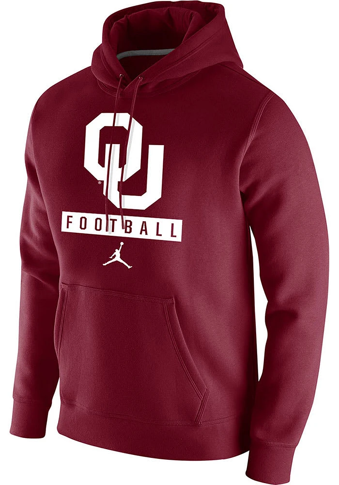 Nike Oklahoma Sooners Mens Crimson Club Fleece Football Long Sleeve Hoodie