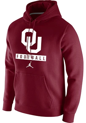 Nike Oklahoma Sooners Mens Crimson Club Fleece Football Long Sleeve Hoodie