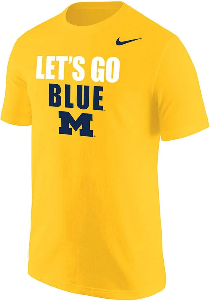 Nike Michigan Wolverines Yellow Slogan Short Sleeve T Shirt