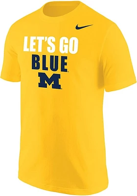Nike Michigan Wolverines Yellow Slogan Short Sleeve T Shirt