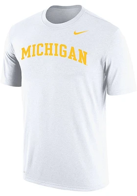 Nike Michigan Wolverines White Arch Name Graphic Short Sleeve T Shirt