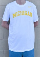 Nike Michigan Wolverines White Arch Name Graphic Short Sleeve T Shirt