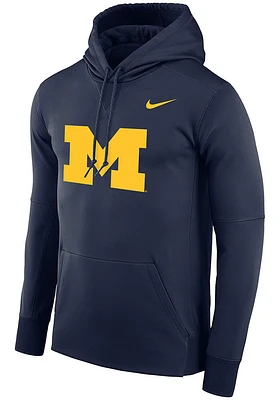 Nike Michigan Wolverines Mens Blue Therma Team Logo Hood