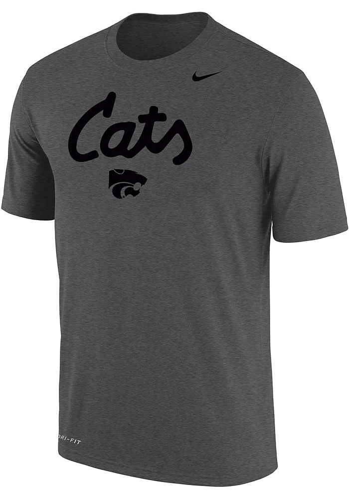 Nike K-State Wildcats Grey Tonal Cats Script DriFri Short Sleeve T Shirt