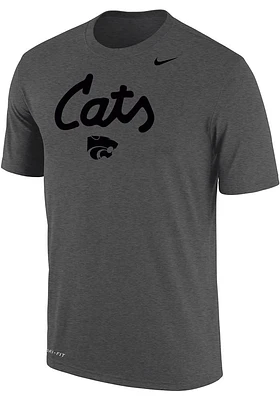 Nike K-State Wildcats Grey Tonal Cats Script DriFri Short Sleeve T Shirt