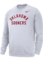 Nike Oklahoma Sooners Mens White Club Fleece Essential Long Sleeve Crew Sweatshirt