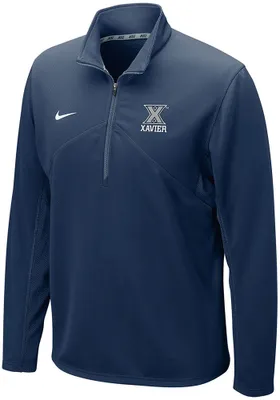 Nike Xavier Musketeers Mens Navy Blue Training Long Sleeve 1/4 Zip Pullover