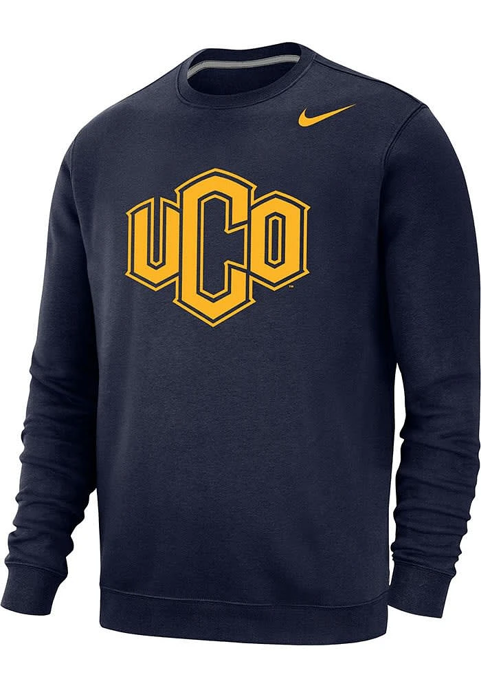 Nike Central Oklahoma Bronchos Mens Navy Blue Club Long Sleeve Crew Sweatshirt