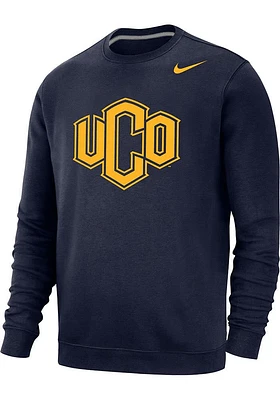 Nike Central Oklahoma Bronchos Mens Navy Blue Club Long Sleeve Crew Sweatshirt