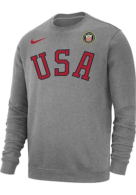 Nike Team USA Mens Grey Block Long Sleeve Crew Sweatshirt