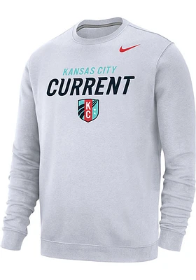 Nike KC Current Mens White Club Fleece Graphic Long Sleeve Crew Sweatshirt