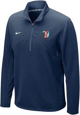 Nike KC Current Mens Navy Blue DF Training Long Sleeve Qtr Zip Pullover
